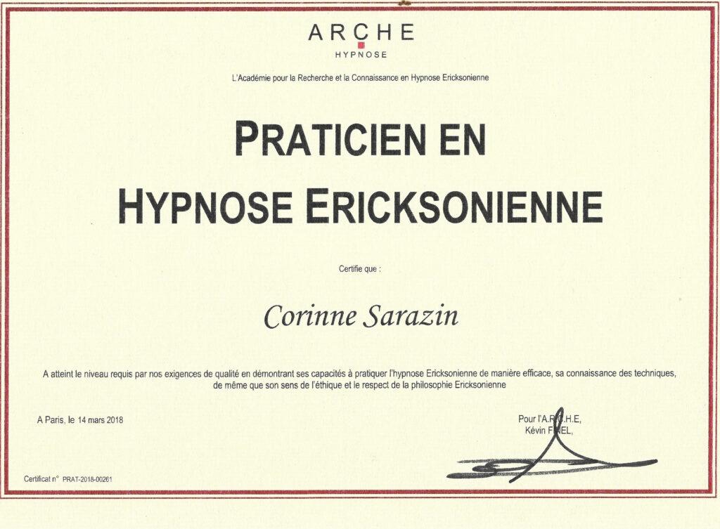 diplome formation praticien arche corinne sarazin hypnose a marseille apt 84